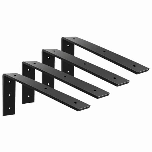 WINKER Countertop Support Bracket 4 Pack Heavy Duty 3/8" Thick Hidden L Shelf Bracket 20" x 8" x 2.5" Metal Corbels for Quartz/Granite/Wood/Concrete/Laminate Countertops, Black (6 Hole) - size: 20″x8″x2.5″-6 hole-3/8" thick, style: Black-4Pack