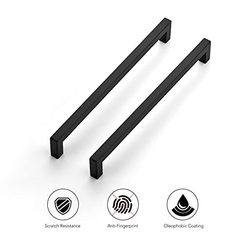 Ravinte Matte Black Cabinet Handles Square Pulls 10 Inch 3 Pack - size: 10-1/2 Inch (10 Inch Hole Center)