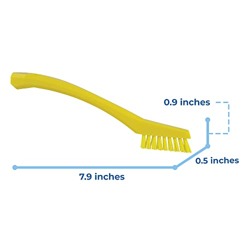 Vikan - 44016 Detail Brush, Multifunctional, Slip-Resistant Cleaning Tool, Extra Stiff Polypropylene & Polyester Bristle, 8 Inch, Yellow - color: Yellow