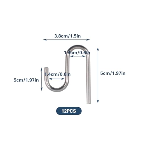 SnowTing 12 Pcs Long Shed Hooks, Heavy-Duty Stainless Steel J Utility Hangers for Hanging Tools Shovels Rakes Rope, Wall Mounted Shed Accessories