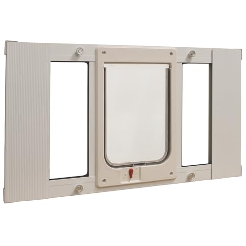 Ideal Pet Products Aluminum Sash Window Pet Door - size: 7-1/2" x 10-1/2" Chubby Kat Flap Size, style: Window Width: 27" - 32"