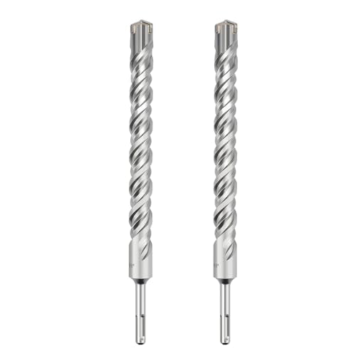 2 Pcs 1"x 12.2"(25x310mm) SDS Plus Rotary Hammer Bit for Concrete - size: 1 in x 12.2 in (25 x 310mm)