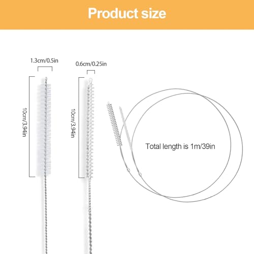 Extra Long Pipe Cleaners,Straw Cleaner Brush Extra Long,Tube Cleaning Brush Suitable for Cleaning Feeding Tubes (2 Pcs) - size: 2 PCS