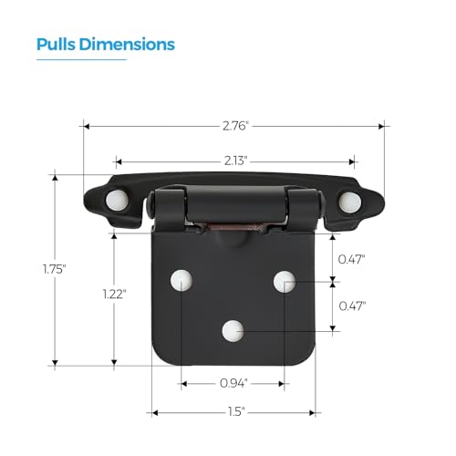 Matte Black Cabinet Hinges Self Closing, 1/2 Inch, 10 Pack (5 Pairs) - color: Matte Black, size: 1/2 inch Overlay