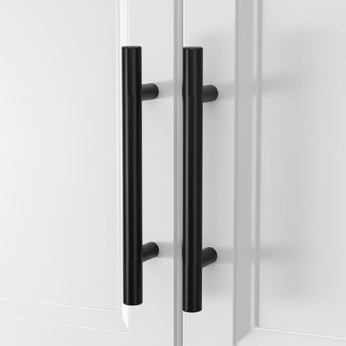homdiy Black Cabinet Handles 10Pack 3inch Hole Center Kitchen Drawer Pulls and Knobs Stainless Steel Cabinet Hardware for Bathroom, Cupboard - color: Black, size: 3in hole centers