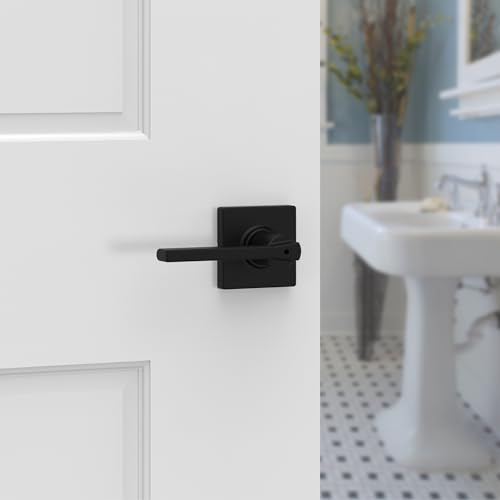 Kwikset Door Handle, Privacy Lock, Matte Black | Bathroom and Bedroom | Reversible | Microban Protection | Pack of 2 - color: Matte Black, size: 2 Pack