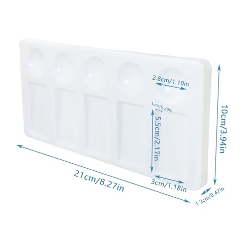 10PCS Rectangular Watercolor Palette Art Gouache Palette Acrylic Paint Mixing Tool 21x10x1.5cm Ideal for Sketching Essential for Outdoor Painting Classes White