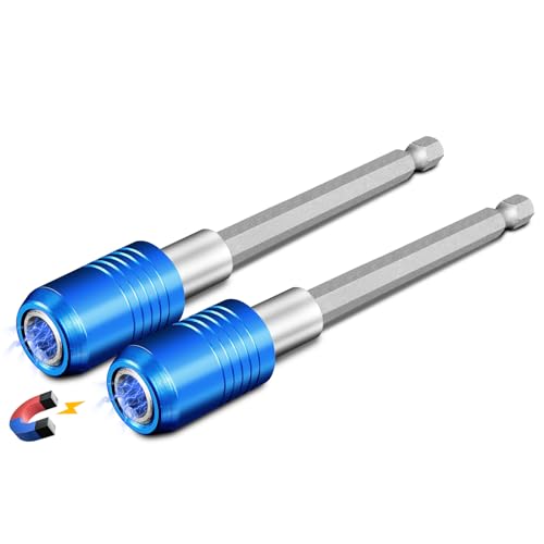 BLACKROBOT 2-Piece Magnetic Quick Change Impact Bit Holder, 4-Inch Long Drill Bit Extension for 1/4" Hex Drives, Ideal for Screwdriver Bits, Nuts, Drills and Socket Driver Adapters - size: 4 inch