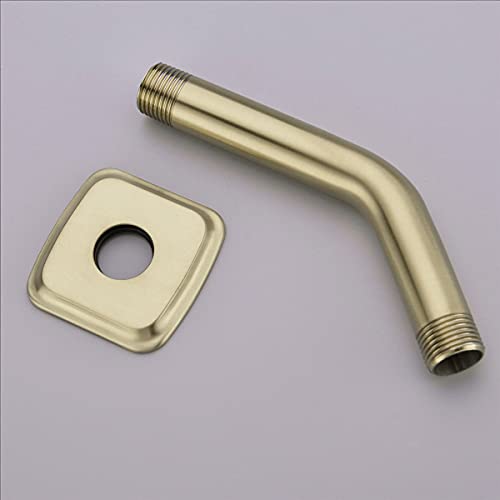 TRUSTMI Shower Arm with Flange, Angled 6-Inch Stainless Steel Replacement Pipe, Wall Mounted Tube for Bathroom Shower Head, Brushed Gold - color: Brushed Gold