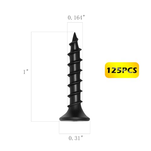 #8 x 1 Inch Drywall Screws Phillips Flat Head Black Oxide Screws 125 PCS, Wood Screws for Furniture Cabinet DIY - size: #8×1
