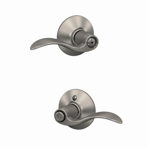 SCHLAGE Accent Bed/Bath Privacy Door Handle with Lock, Satin Nickel - color: Satin Nickel, size: 1 Pack