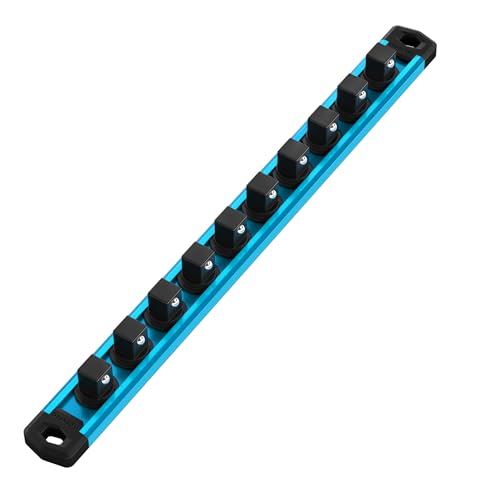 WORKPRO Magnetic Socket Organizer, Heavy Duty 1/2-Inch Drive Socket Rail - color: Sky Blue, size: 1/2" DR