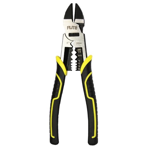 3 in 1 Multifunction Wire Cutters Heavy Duty,8 inch Linemans Pliers Diagonal Cutting Pliers, Wire Stripper,Flush Cutters Chrome Vanadium Steel Forged
