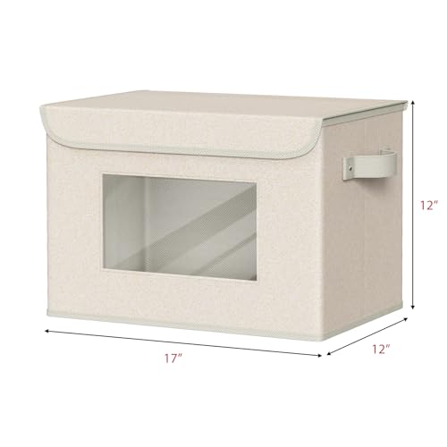 Univivi Collapsible Stackable Storage Bins with Lids, 4 Pack, Beige - color: Beige