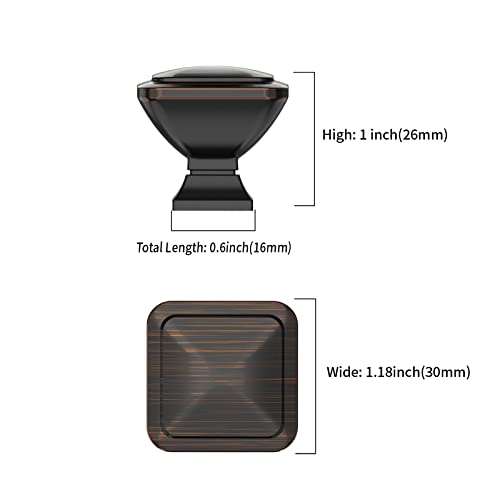 9BUILD 10 Pack Oil Rubbed Bronze Cabinet Knobs,Solid Square Drawer Pulls - color: Oil Rubbed Bronze, size: 1.2"/30MM