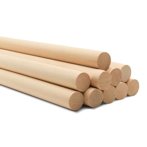 ALBO 1" x 12" Wooden Dowel Rods Set - 10 Pack Birch Natural Sturdy Hardwood Craft Sticks Woodworking Furniture Shelving Smooth Finish Versatile Size DIY Projects Bulk Professional Pack - size: 1" x 12" 10 Pcs