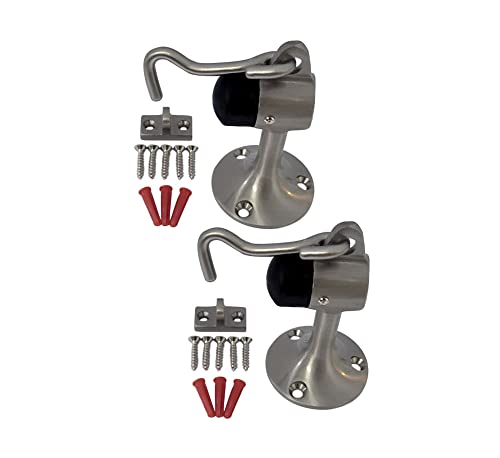 QCAA Door Stop, Solid Brass, Height 3-15/16", Satin Nickel, 2 Pack, Made in Taiwan - color: 3-15/16", size: 2 Pack