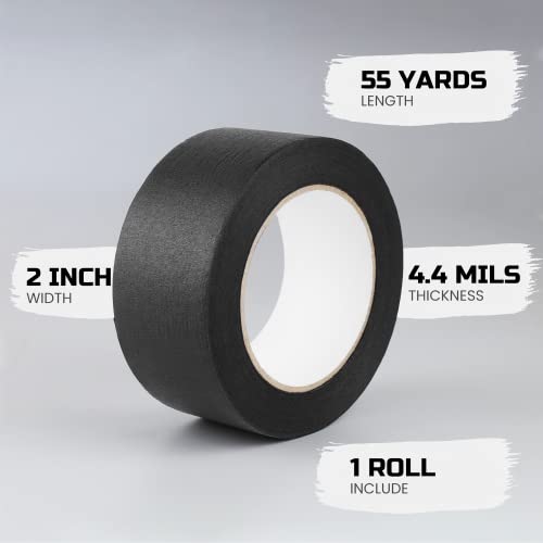 Lichamp Wide Black Painters Tape 2 inch, 1pc Medium Adhesive Black Masking Tape, 1.95 inches x 55 Yards - size: 2 inches