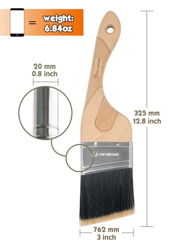 ROLLINGDOG 3 Inch Angled Paint Brush - color: 3" Stiff Bristles
