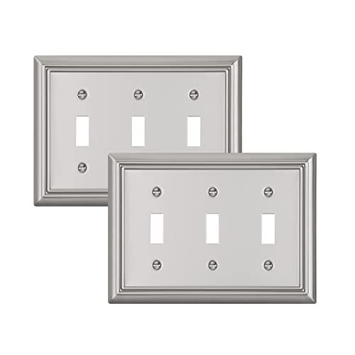 DEWENWILS Tripple Toggle Wallplates, Brushed Nickel Light Switch Covers - color: Brushed Nickel, size: 3 Toggle 2PK