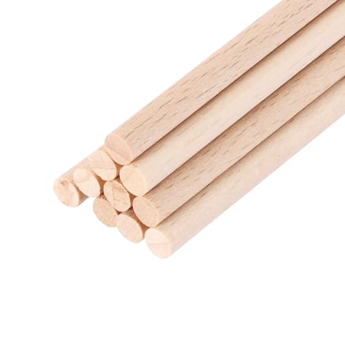 MECCANIXITY Pack of 10 Wooden Dowel Rods 3mm 1/8x12 Round Wooden Rod - size: (3mm)1/8 x 12 Inch