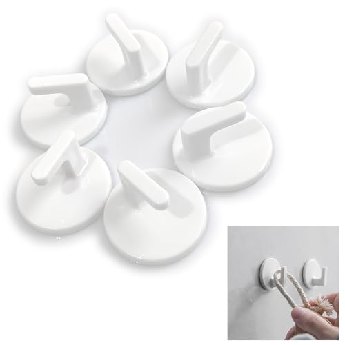 lightstar 6 Pcs Adhesive Plastic Hooks - Small Wall Hooks for Hanging, Drill-Free, Seamless - Kitchen Bathroom - 34 * 34 * 21 mm, White - color: For 1.6 LB