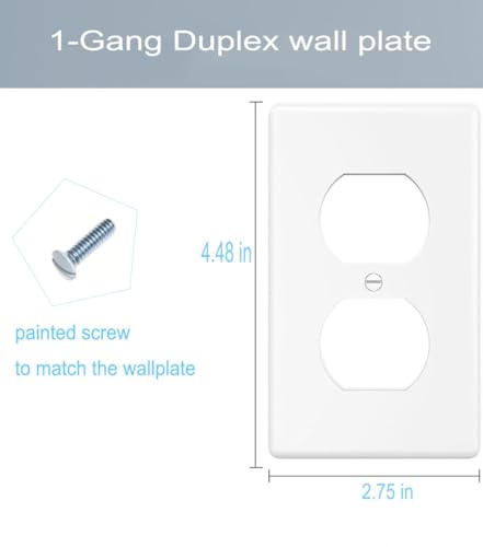 1-Gang Duplex Outlet Wall Plate Cover for Electrical outlets Unbreakable Polycarbonate Thermoplastic Outlet Cover Plate Receptacle Cover, Light Switch Cover, White, 20 Pack - color: 1-Gang Duplex, size: 20 Pack