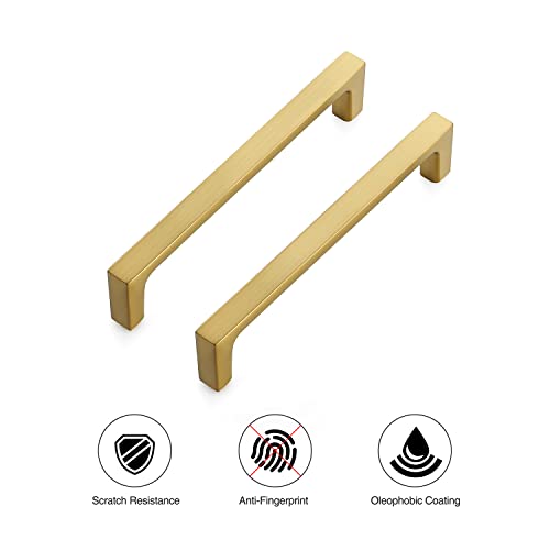 Ravinte Brushed Brass Solid Pulls Cabinet Handles 5 Inch 10 Pack - size: 5 Inch Hole Center