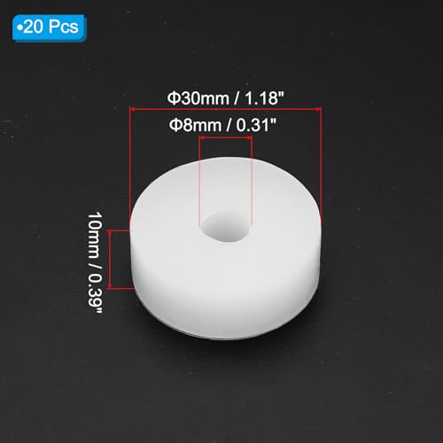 PATIKIL Silicone Rubber Flat Washer, 20 Pcs 1.18" OD x 0.31" ID x 0.39" Thickness Sealing O Ring Water Hose Gasket Assortment Kit Heat Resistant Washer for Plumbing Valve Machinery, White - size: 1.18" OD x 0.31" ID x 0.39" T