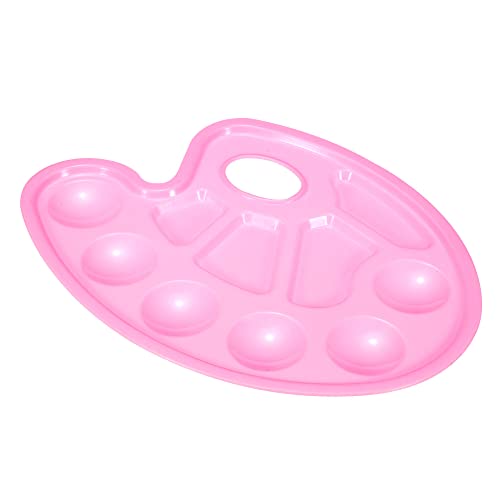 PATIKIL 10 Wells Acrylic Paint Palette, 3 Pack Painting Pallet Holder Oval with Thumb Hole Art Supplies for Painting Drawing, Pink