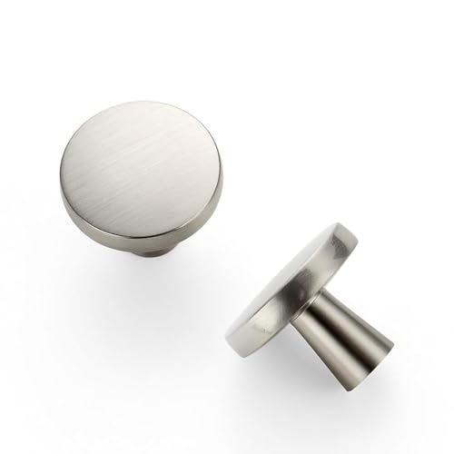 JOY DECOR Brushed Nickel Solid Kitchen Cabinet Knobs 1-1/4 Inch 5 Pack - color: Brushed Nickel