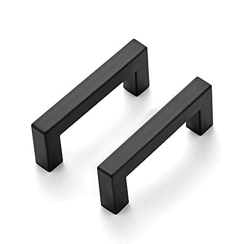 Ravinte Matte Black Cabinet Handles Square Pulls 3 Inch 3 Pack - size: 3-1/2 Inch (3 Inch Hole Center)