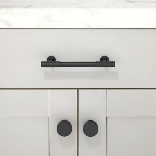 10 Pack Matte Black Cabinet Pulls 3.75 Inch(96mm) Kitchen Cabinet Handles Solid Zinc Alloy Cabinet Hardware Drawer Pulls - color: Matte Black, size: 3.75" Hole Center