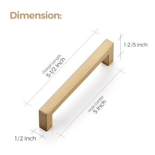 Ravinte Champagne Bronze Square Cabinet Handles Drawer Pulls,5 Inch,30 Pack | Screws Included, Stainless Steel, Square Bar Grip, Easy Install, Kitchen Cabinet Hardware, For Cupboards, Drawers, Dressers - color: Champagne Bronze