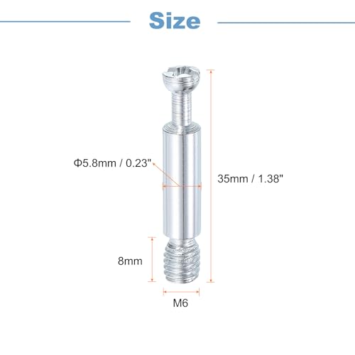 uxcell 45Pcs 35mm Furniture Connecting Fittings, Thread Bolts Dowels Screws, Metal Dowel Fitting Fasteners for Cabinet Drawer and Wardrobe Furniture, Silver - size: 35mm