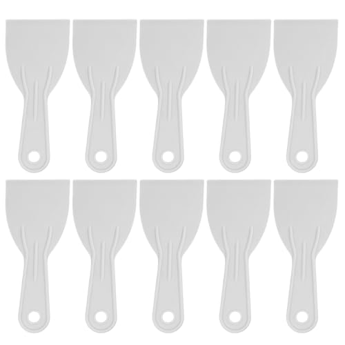 HARFINGTON 10pcs Putty Scraper 3" Width 2mm Thin Flexible Plastic Putty Knives for Taping Drywall Spreading Painting Wall Scratching Gray - size: 3"