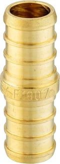 (Pack of 100) EFIELD Pex 3/8" x 3/8" Straight Coupling Brass Crimp Fittings, ASTM F1807,(PEX1807520-100PCS) - size: Pack of 100, style: 3/8" x 3/8"