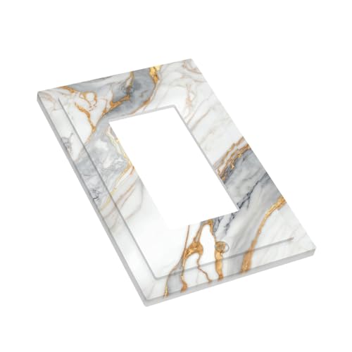 White Gray Gold Marble Light Switch Cover Decorative Wall Plate - color: 1 Gang Single Rocker