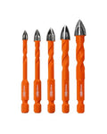 BGTEC Diamond Cemented Carbide Drill Bits Masonry Drill Bits, 5pcs Quick-fit Shank 5/6/8/10/12MM Cross Spiral Hard Alloy Drill Bit for Wood Plastic Masonry Ceramic Tile Concrete Marble - size: 5pcs 5/6/8/10/12MM
