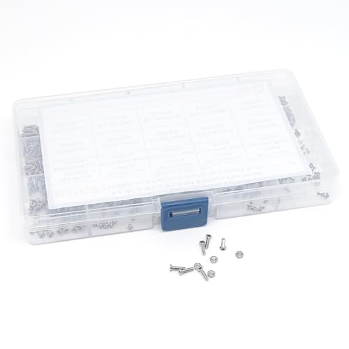 900PCS M1-M2 304 SS Phillips Flat Head Micro Machine Screws Nuts Kit - size: M1M1.2M1.4M1.6M2