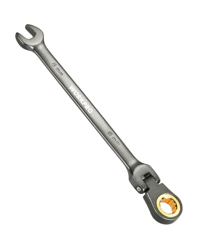WORKPRO 8 mm Flex-Head Ratcheting Combination Wrench, Nickel Plating - size: 8 mm, style: Nickel Plating