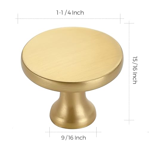 Ravinte Brushed Brass Solid Knobs Gold Kitchen Cabinet Pulls,5 Pack,Round-6 - style: Casual