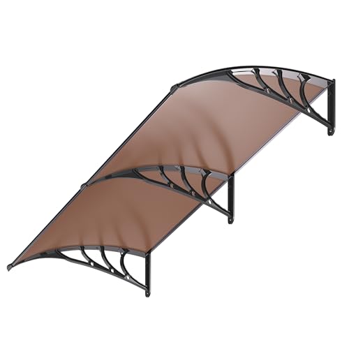 VIVOHOME Polycarbonate Window Door Awning Brown 38 Inch x 78 Inch - color: Brown, size: 38 Inch x 78 Inch