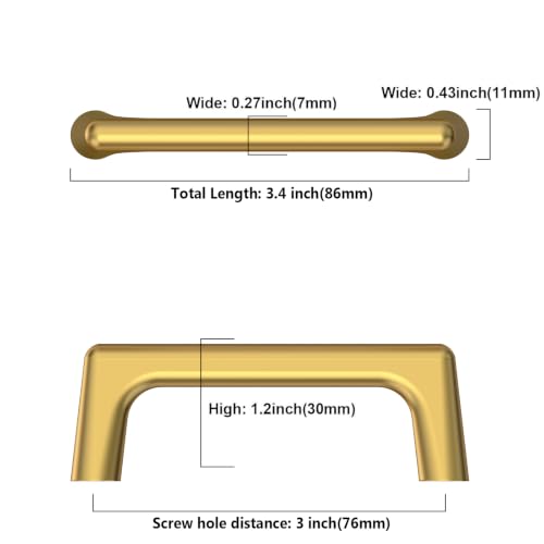 Asidrama 10 Pack 3 Inch(76mm) Vibrant Brushed Moderne Brass Cabinet Pulls Heavy-Duty Solid Kitchen Cabinet Handles Drawer Hardware for Bathrooms Cabinets 3307 - color: Vibrant Brushed Moderne Brass, size: 3" Hole Center, style: 10 Pack