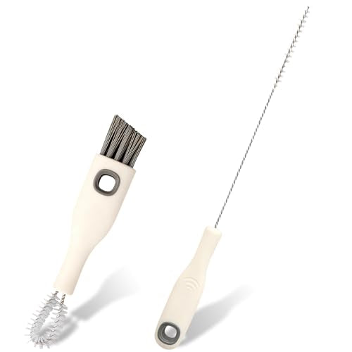 2pcs Cup Lid Cleaning Brush Set, Multifunctional Gap Cleaner & Straw Brush with Long Narrow and Short Wide Brushes, Portable Bottle Cleaning Kit for Baby Bottle, Sippy Cup, Teapot Spout, Tumbler Tubes