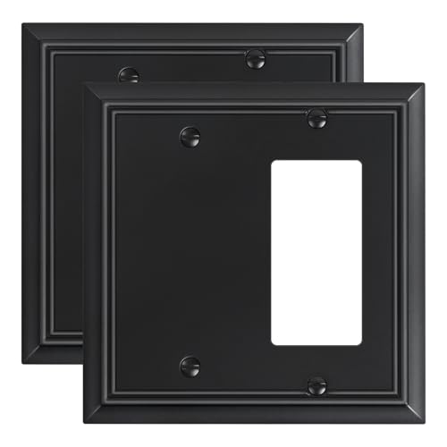 2-Pack Natural Bamboo Fiber Combo Blank/Decorator Wall Plates - color: Matte Black, size: 1 Blank/1 Decorator 2PK