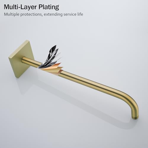 RANDOM 16 Inch Shower Arm with Flange,Stainless Steel 90 Degree Rain Shower Head Extension Arm,Wall-Mounted Shower Head Arm for Fixed Shower Head,Brushed Gold.SKU: RD-91018-16BG-SQ - color: 16″ Brushed Gold(Square Flange)