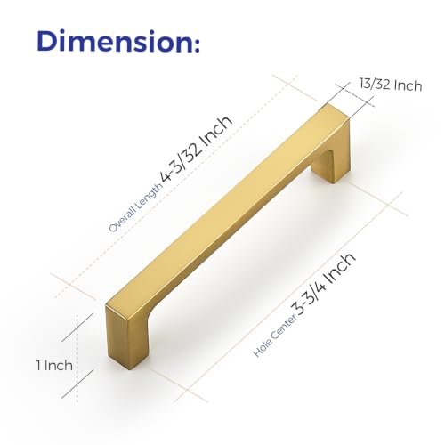 Ravinte Brushed Gold Kitchen Cabinet Solid Handles,3-3/4 Inch,5 Pack - color: Brushed Gold, size: 3-3/4 Inches Hole Center