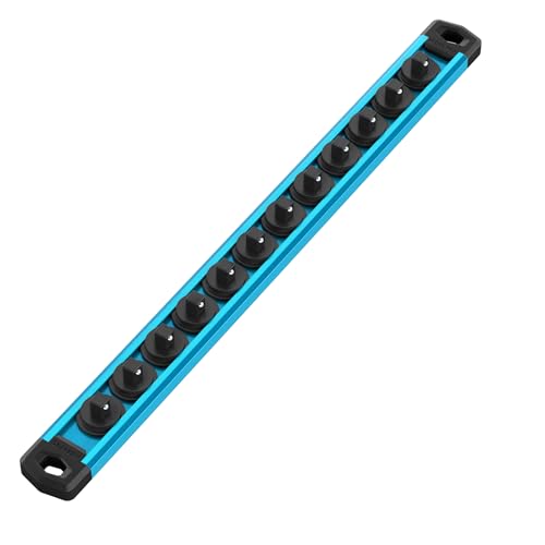WORKPRO Magnetic Socket Organizer, Heavy Duty 1/4-Inch Drive Socket Rail - color: Sky Blue, size: 1/4" DR