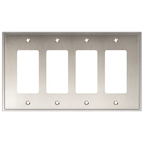 Henne Bery Soft Modern Decorative Wall Plate Switch Plate Outlet Cover (Quad Decorator, Satin Nickel) - style: Quad Decorator